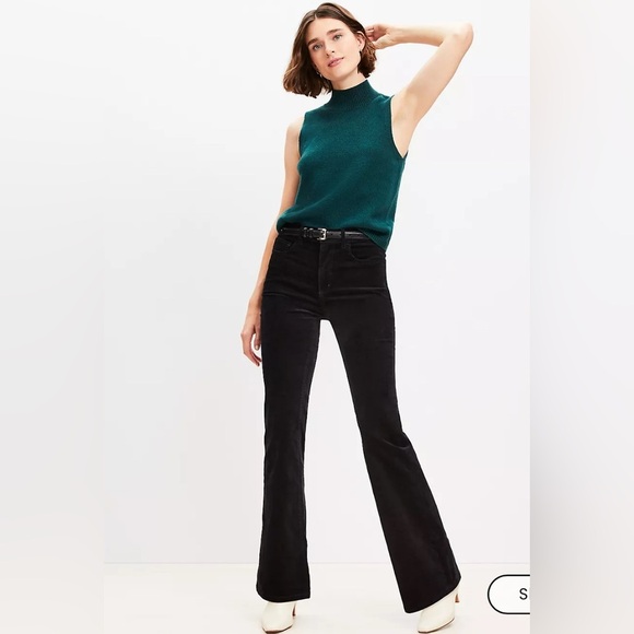 Loft Five Pocket High Waisted Slim Flare Pants in Velvet - Picture 1 of 6